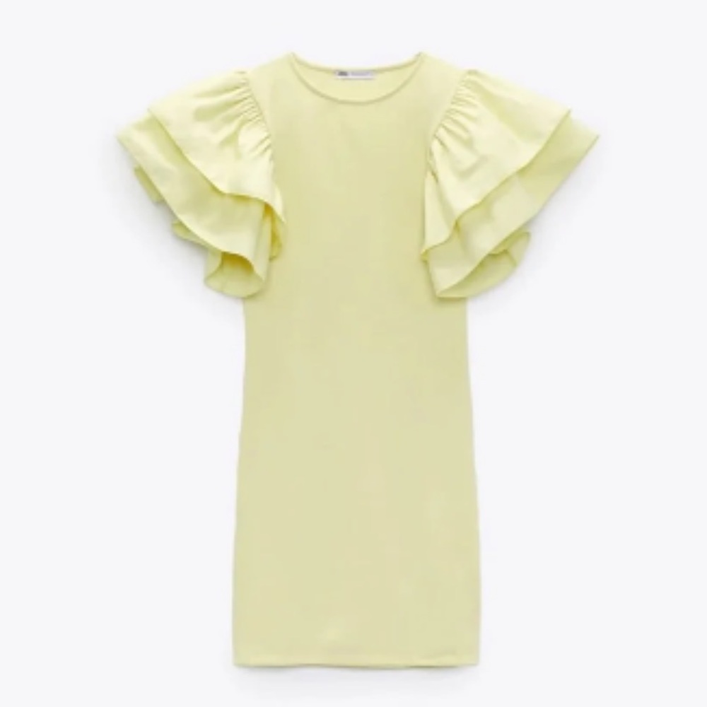 Zara Yellow Ruffle Mini Dress - Picture 3 of 8